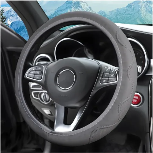 Vista 16 de Funda elástica para volante zipelo de 15 pulgadas, microfibra transpirable de seda de hielo, universal, antideslizante, para automóvil, cálida