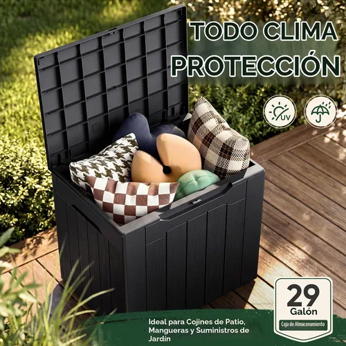 Vista 7 de Devoko Caja de cubierta de 29 galones, caja de almacenamiento al aire libre de resina impermeable Negro