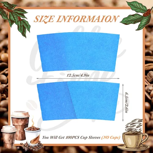 Vista 2 de zsccxq Fundas desechables para taza de café, papel kraft corrugado, fundas protectoras aisladas para tazas de café, expreso para bebidas calientes