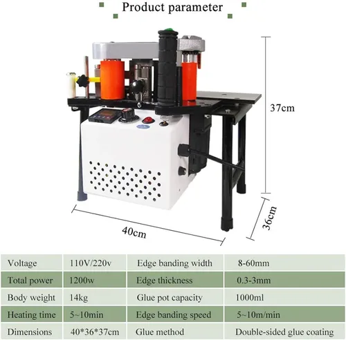 Vista 3 de Máquina de bandas de carpintería, Bandera de borde, Máquina de bandas de borde de línea curva/recta, Bandera de borde de carpintería portátil
