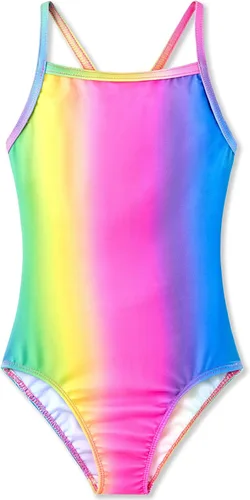TENVDA Traje de baño de una pieza para niñas, con diseño halter deportivo, para playa y baño