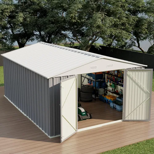 Vista 20 de Devoko Cobertizo de almacenamiento al aire libre de 6 x 4 pies, cobertizo de jardín de metal con cerradura, casa de almacenamiento de acero