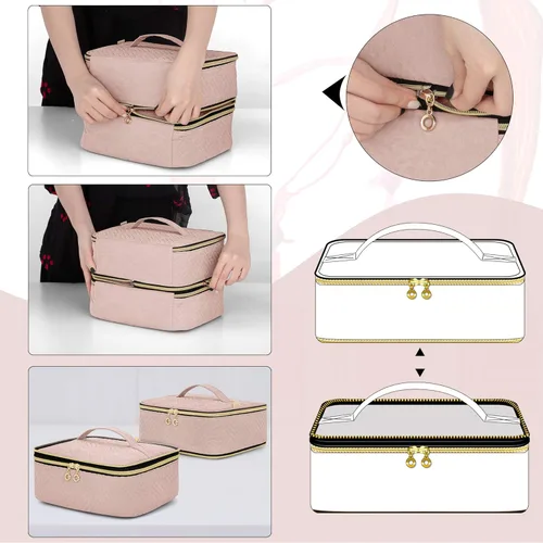 Vista 4 de LUXJA Organizador de esmalte de uñas desmontable de 2 capas, 60 botellas, Rosa pálido