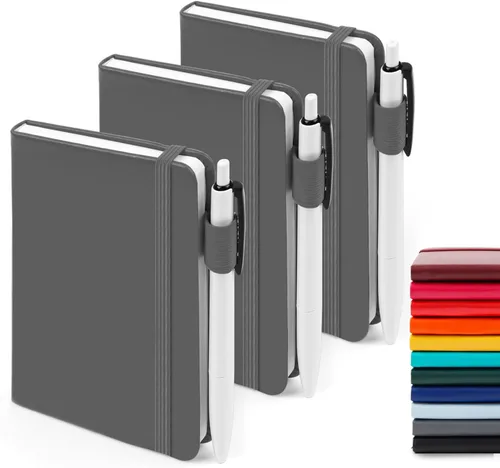 Vista 28 de feela Paquete de 3 Cuadernos Pequeños de Bolsillo, Mini Cuadernos Lindos de Tapa Dura con Rayas Universitarias con Soporte para Bolígrafo
