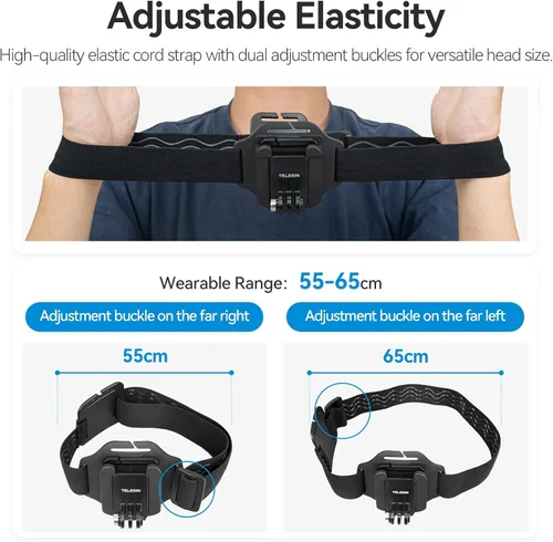 Vista 4 de TELESIN° Head Strap Cap Clip Mount with Phone Clip Vertical Mount Kit, 2-in-1 Cellphone POV Selfie Holder Head Mount for Go Pro Max Hero 13 Insta360