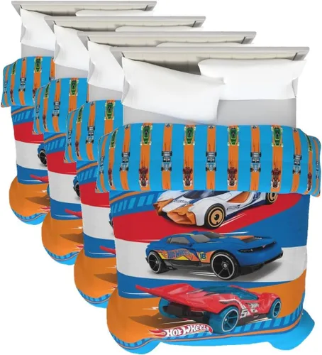 Vista 10 de Franco Ropa de cama para niños, edredón reversible de microfibra súper suave, tamaño individual/matrimonial, Hot Wheels