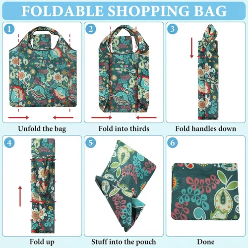 Vista 5 de Shappy - Paquete de 25 bolsas de compras reutilizables con diseño floral a