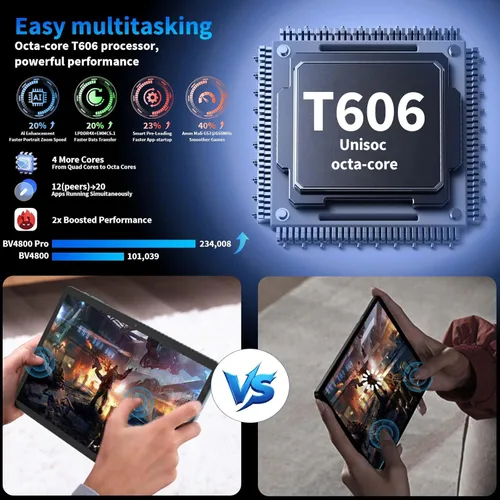 Vista 5 de Tablet Android 15 de 10 pulgadas, tableta 2026 con teclado, 24 GB+256 GB+2 TB expandir, tabletas 2 en 1 con 8 núcleos, WiFi 5G, 8000 mAh, BT5.0