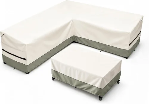 Vista 10 de okcool Funda modular para exteriores, fundas para muebles de patio en forma de V para muebles seccionales de 5 plazas, 85 pulgadas de largo x 33.5