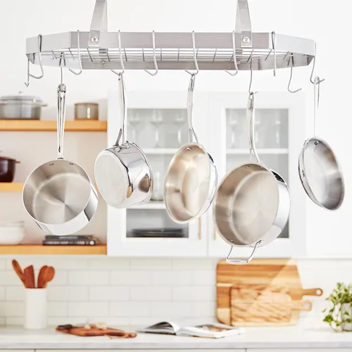 Vista 6 de Cuisinart Chef's Classic - Estante para ollas de pared estilo barra de 33 pulgadas, bronce aceitado