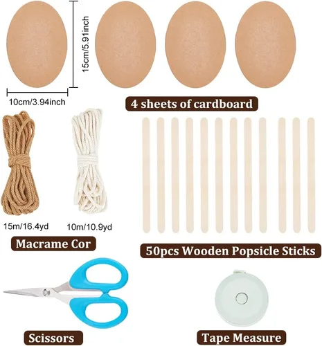 Vista 2 de FREEBLOSS Juego de 2 cestas tejidas para bricolaje, kit de tejido de macramé, suministros para hacer cestas, adecuado para proyectos de artes