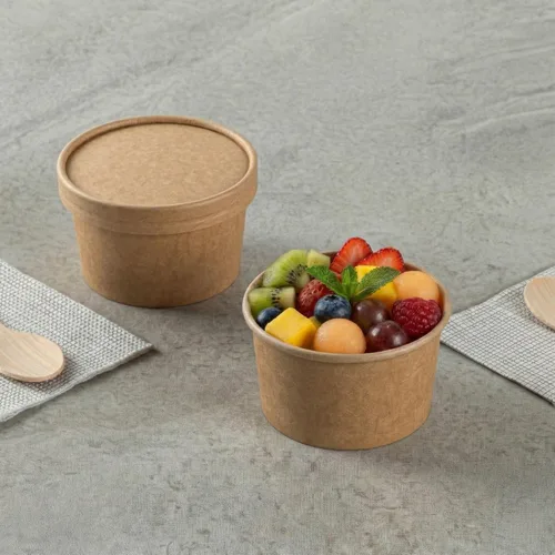 Vista 5 de Restaurantware Coppetta - Vasos de postre de 3 onzas, 50 tazas desechables para helado, tapas se venden por separado, cuencos de papel a cuadros