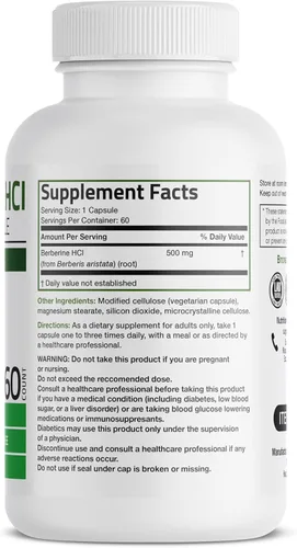 Vista 14 de Bronson Berberina como berberina HCI Berberis Aristata 500mg por cápsula vegetariana sin OMG, 30 cápsulas vegetarianas