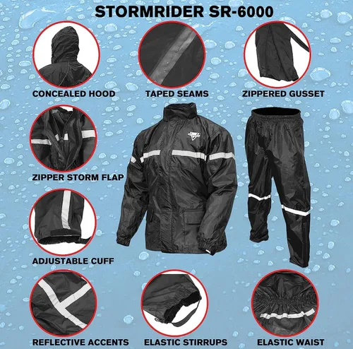 Vista 2 de Nelson Rigg Stormrider Rain Suit; 100% Waterproof, Pants and Jacket Included with Reflective Striping
