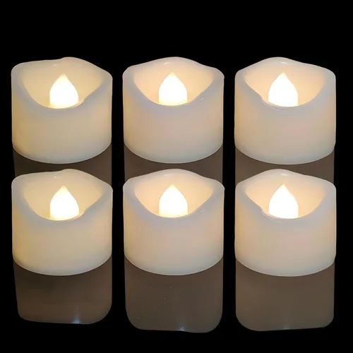 iZAN 6 Velas de Té LED Sin Llama, Velas Votivas Eléctricas Falsas que Funcionan con Pilas, Velas Parpadeantes para Decoraciones de Boda y Fiesta,