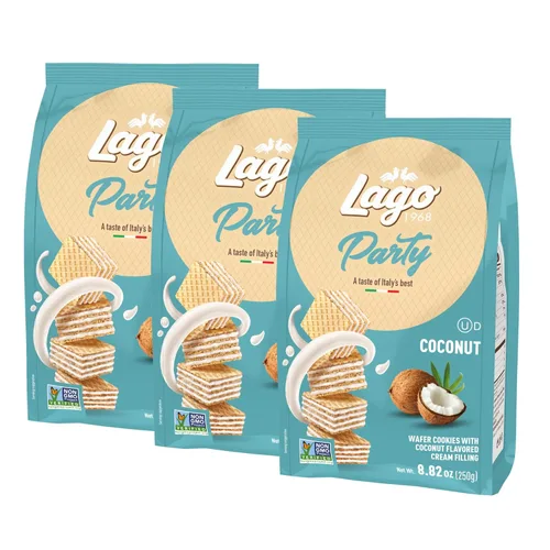 Vista 6 de Gastone Lago Party Wafers - Relleno de crema de coco, 8.82 onzas, 8.82 oz (paquete de 2) (Coco, paquete de 2)