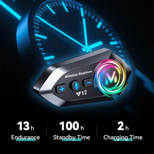 Vista 3 de Altavoces Bluetooth para casco de motocicleta, IP56, ruido inteligente, Bluetooth 5.4, cascos de sonido de alta fidelidad, compatible con todos