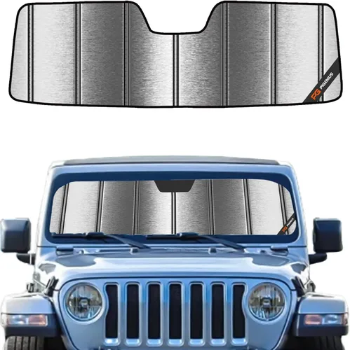 Vista 10 de Protección solar para parabrisas Pigenius para Jeep Wrangler JL 2018-2025, protector solar para ventana delantera Gladiator 2020-2025 - AstraGuard