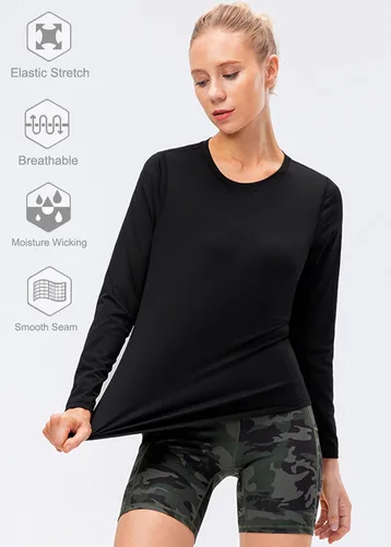 Vista 3 de HIBETY 3 Pack Women's UPF 50+ Sun Protection Shirts, Workout Gym Long Sleeve Shirts, Quick Dry Tops