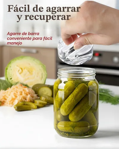 Vista 3 de Elementi Juego de 2 pesas de fermentación de vidrio fáciles de usar, ajuste perfecto para frascos Mason de boca ancha, kit de fermentación de vidrio