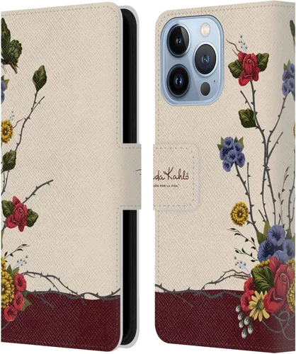 Vista 126 de Head Case Designs Funda con licencia oficial de Frida Kahlo Portrait Red Florals - Funda de piel tipo cartera compatible con Apple iPhone 14 Pro