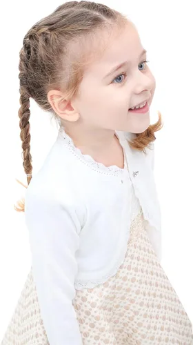 Vista 5 de Lilax - Cárdigan tipo bolero de tejido de punto, de manga larga, con cierre de botón, para niñas pequeñas