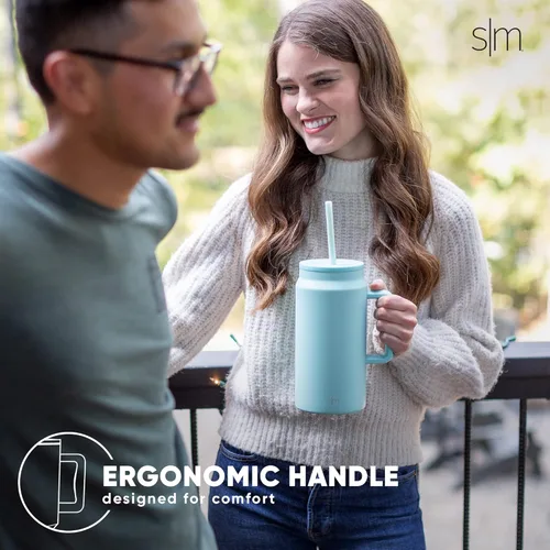 Vista 8 de Simple Modern - Vaso de 1,5 l con asa y tapa con pajita, botella de agua grande de acero inoxidable reutilizable con aislamiento, regalos