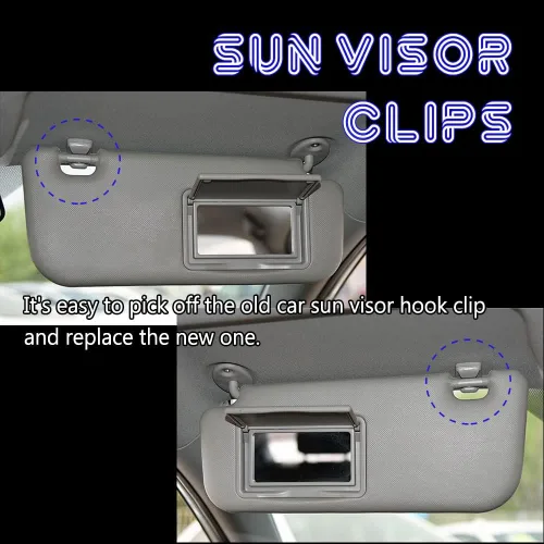 Vista 5 de HAOBO 2 clips interiores para visera solar, soporte de clip para visera interior gris, accesorios interiores de automóvil, gancho compatible