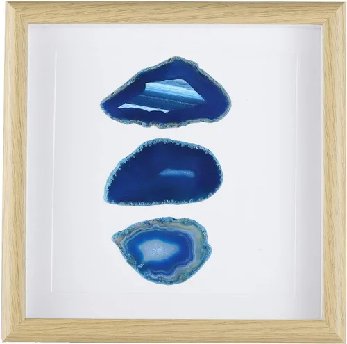 Rockcloud Decoración de pared de geoda de ágata azul con marco de 8.8