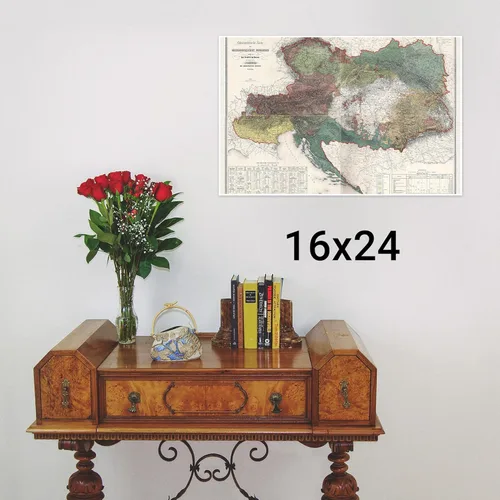 Vista 3 de Imperio Austriaco Etnográfico 1855 - Mapa antiguo - Cartografía histórica magnífica - Impresión solamente - 24 x 36 pulgadas