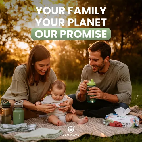 Vista 6 de Eco Wave Toallitas para bebé, toallitas de bambú ecológicas 100% compostables, sin perfume, hipoalergénicas, veganas, sin alcohol, adecuadas