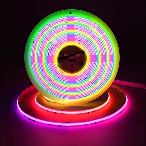 JOYLIT Tira LED COB IC COB de 32.8 pies, 24 V, persecución de color de ensueño, RGB+3000K blanco cálido que cambia de color sin puntos, cinta LED