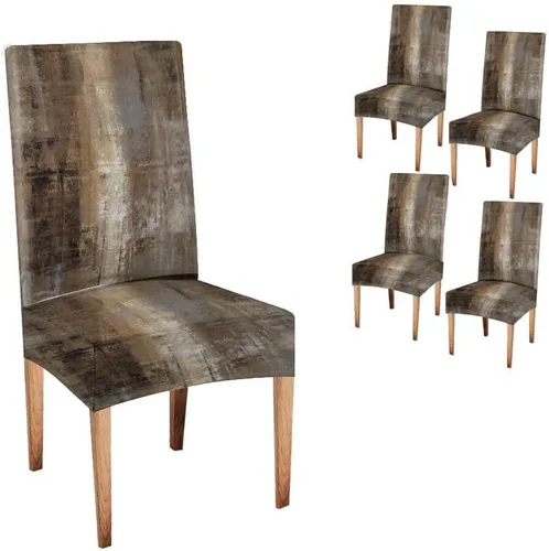 Vista 31 de TOMWISH Fundas para Sillas De Comedor 6, Fundas para sillas de comedor, pintura de arte abstracto, funda extraíble elástica de elastano para silla