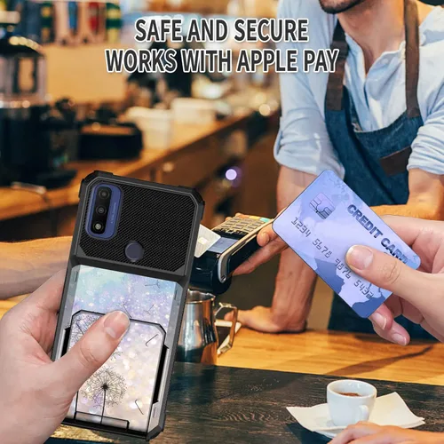 Vista 5 de FUYOCWE Funda tipo cartera para Motorola Moto G Pure con 5 tarjetas, diseño floral de diente de león, doble capa, con ranura para tarjeta