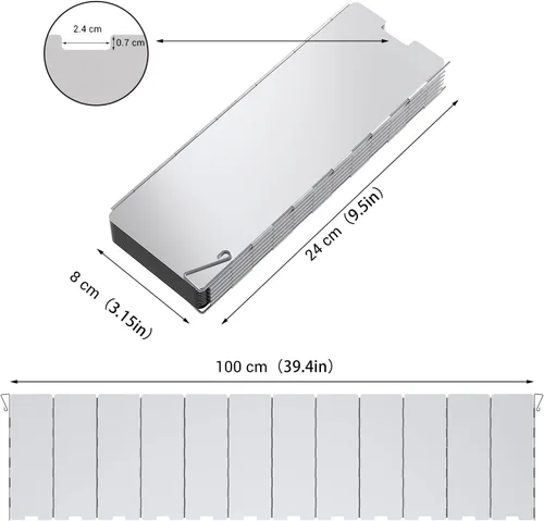 Vista 2 de Ohuhu - Parabrisas para estufa de campamento, pantalla de 8/10/12 placas de aluminio plegable portátil para camping, parabrisas, pantalla de viento