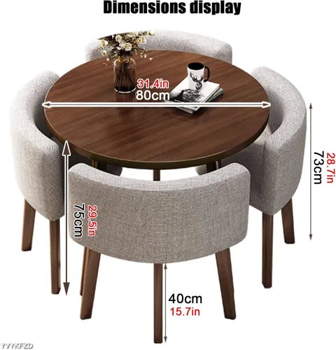 Vista 7 de YVYKFZD Office Reception Room Club Table, Small Kitchen Dining Table Set for 4, Round Conference Table, Simple Conference Room Table and Chairs Blue