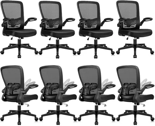Vista 17 de KLASIKA Sillas de escritorio de oficina con ruedas, silla ergonómica de malla con soporte lumbar de altura ajustable, silla giratoria