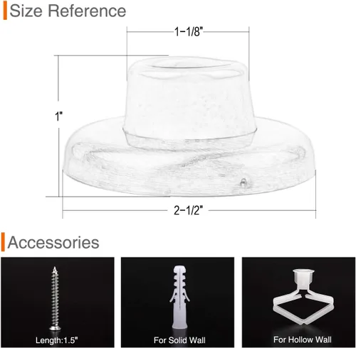 Vista 4 de Tope de Puerta de Pared Cóncavo Negro – Cubierta de Acero Inoxidable de 2-1/2" de Diámetro Exterior con Tope de Goma Negro de 1-1/8" – Fácil