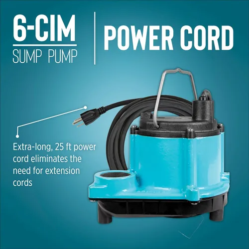 Vista 5 de Little Giant Bomba sumergible de sumidero 6-CIM-R de 115 voltios, 1/3 HP, 2750 GPH manual (sin interruptor) para sistemas de sumidero