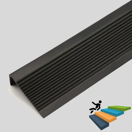 Vista 8 de Borde de escalera de 32 pulgadas, borde de goma negro, borde de escalera de vinilo autoadhesivo para escalera, protector de borde de escalera