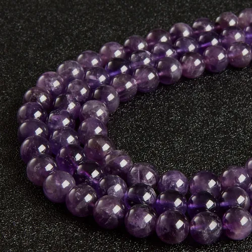 Vista 5 de 100 piezas de cuentas de amatista natural de 6 mm, cuentas de piedras preciosas redondas sueltas para hacer joyas