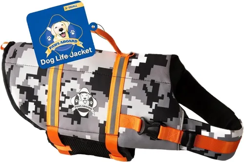 Vista 14 de Chaleco salvavidas para perros – Chaleco de natación para perros, ajustable, reflectante, cómodo, varios colores, patrones, chaleco de natación