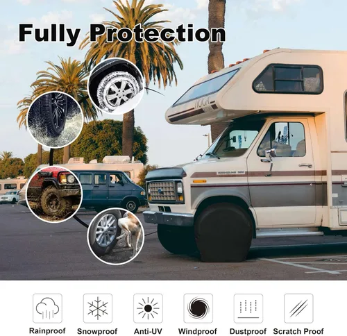 Vista 5 de Explore Land - Funda para neumáticos, 2 unidades - Protector de rueda resistente para camionetas, SUV, remolques, cámpers, vehículos recreativos