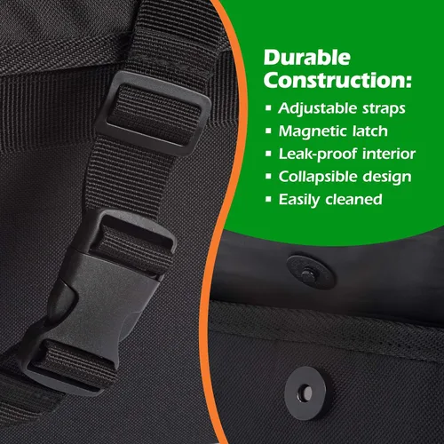 Vista 5 de Drive - Basurero plegable para automóvil con 20 bolsas, a prueba de fugas, negro, mediano