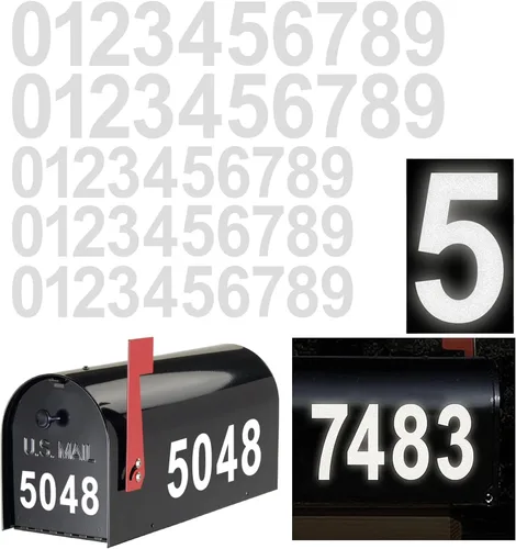 Vista 7 de Adhesivo reflectante de números para buzón, troquelado, estilo clásico, vinilo impermeable, número autoadhesivo, 5 juegos (2 pulgadas x 5 juegos)