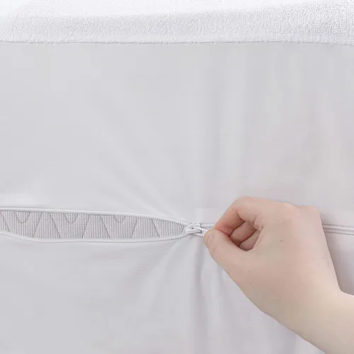 Vista 5 de Masirs Funda de colchón con cremallera - Impermeable, transpirable, silenciosa, lavable a máquina, suave parte superior de rizo para un cómodo sueño