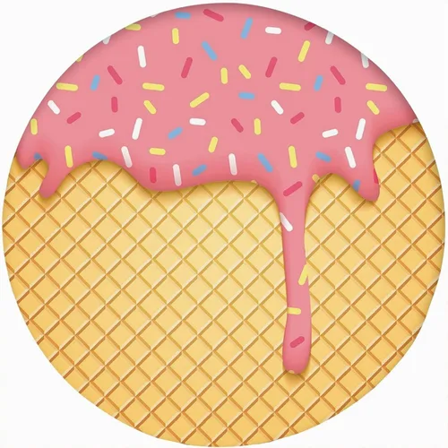 Vista 12 de Ice Cream Round Fitted Tablecloth with Elastic Edge,Pastel Pink Striped Backdrop with Hearts Print Polyester Table Cloth, xxSmall, Fit Round Table