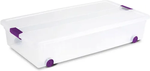 Vista 27 de Sterilite ClearView Latch - Caja de almacenamiento con ruedas para debajo de la cama, contenedor apilable con tapa, contenedor de plástico