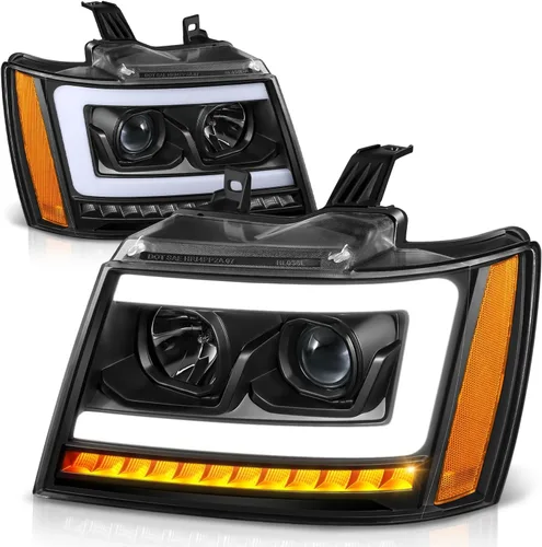 Vista 13 de Auto Dynasty - Conjunto de faros compatible con Chevy Tahoe Avalanche Suburban 2007-2014 1500 2500, lámparas de halogéno de repuesto para lado