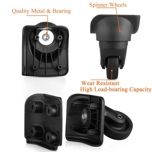 Vista 5 de Par de piezas de repuesto para maleta, ruedas giratorias para caja de aduanas, ruedas de reparación de equipaje con tornillos